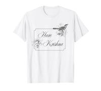 Vintage Spiritual Hare Krishna Retro Flower and Bird Writing T-Shirt