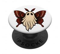 Vintage Spooky Ghost Moth Aesthetic Halloween Graphic PopSockets Adhesive PopGrip
