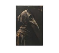 Vintage Spooky Halloween Gothic Plague Doctor Mask Wall Art Paintings Canvas Prints Poster Artwork for Living Room Bedroom Bathroom Office Home Decor 12x18inch(30x45cm)