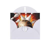 Vintage Sport Bowling Ball Greeting Cards Blank Note Cards with Envelopes Happy Birthday Card Thank You Card Wedding Party Invitation Cards for All Occasions 4x6 Inch