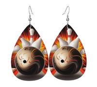 Vintage Sport Bowling Ball Leather Earrings Dangle Drop for Women Lightweight Teardrop Earrings Pendant Christmas Birthday Gift Fashion Jewelry Outfits Accessories