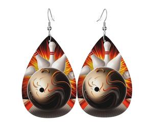 Vintage Sport Bowling Ball Leather Earrings Dangle Drop for Women Lightweight Teardrop Earrings Pendant Christmas Birthday Gift Fashion Jewelry Outfits Accessories