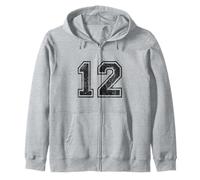 Vintage Sport Number 12 Twelve Zip Hoodie