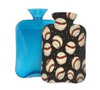 Vintage Sports Baseballs Hot Water Bottle with Cover, 2L Large Capacity Hot Water Bag for Hot Cold Compress, Hand Feet Warmer, Neck Shoulder Pain Relief