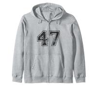 Vintage Sports Numbers 47 Forty-Seven Zip Hoodie