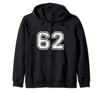 Vintage Sports Numbers 62 Sixty-Two Zip Hoodie