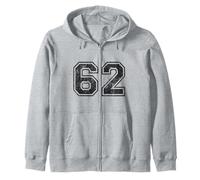 Vintage Sports Numbers 62 Sixty-Two Zip Hoodie