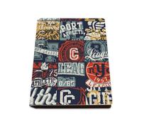 Vintage Sports Text Notebook A5, Pu Leather A5 Notebooks, Lined Paper Composition Notebook 180Pages/90Sheets, Note Pads for Office, Exercise Book for Home, College Supplies Journal Diary