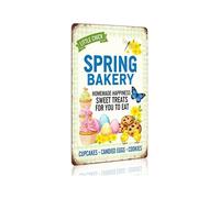 Vintage Spring Bakery Sign Little Chick Theme Rustic Metal Tin Sign for Kitchen Wall Bakery Cafe or Pantry 8 X 12 inch