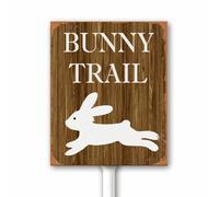 Vintage Spring Easter Decor Bunny Trail Sign Rabbit Outdoor Decor Easter Day Bunny Signs Rustic Home Funny Yard Sign With Stake 18x22 CM Rust Free Aluminum Holiday Party Supplies