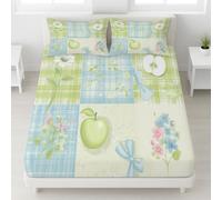 Vintage Spring Fitted Sheet Soft & Easy Care Breathable Fitted Sheets Floral Pastoral with Pillowcases Microfiber Bedding Luxury Chequered Fruit 120 x 190 x 30