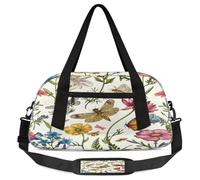 Vintage Spring Flower Dragonfly Butterfly Kids Travel Duffle Bag Weekender Overnight Bag for Boy Girls Carry On Travel Bag Workout Duffel Bag