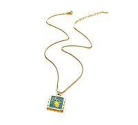 Vintage Square Cherries/Strawberry/Lemon Charm Necklace Adjustable Length Neckchain Dainty Jewelry For Party Wear Strawberry Lemon Necklace