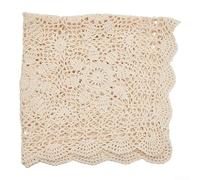 Vintage Square Cotton Lace Crochet Floral Tablecloth Cover, 40cm/60cm Handmade Hollow-out Design for Dining Table and Cafe, Machine Washable in White or(Beige 40cm)