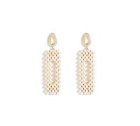 Vintage Square Pearl Dangle Earrings for Women Geometric Waterdrop Pearls Beaded Drop Earrings Geometry Beads Dangling Earrings Jewelry Accessories, L, Metal, No Gemstone