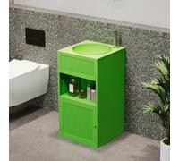Vintage Square Pedestal Sink, Metal Frame Bathroom Basin (Green,45x45x85cm(18x18x33))