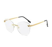 Vintage Square Rimless Sunglasses Men Women Frameless Sun Glasses for Male Leopard Eyewear Shades UV400 (C7 Gold White,With the box)