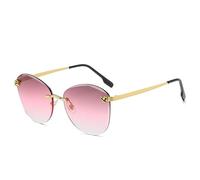 Vintage Square Rimless Sunglasses Men Women Frameless Sun Glasses for Male Leopard Eyewear Shades UV400 (C6 Purple Red,With the box)
