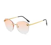 Vintage Square Rimless Sunglasses Men Women Frameless Sun Glasses for Male Leopard Eyewear Shades UV400 (C3 Gold Orange,With a bag)