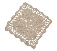 Vintage Square Tablecloth Cotton Lace Crochet Floral Table Cover for Home Dining Cafe Hotel Restaurant Decoration 40cm/60cm White Beige(40cm Beige)