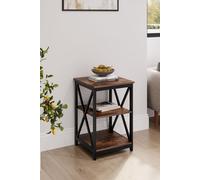 Vintage Square Wooden Side Table with Dual Shelves in Brown The hot sale Brown