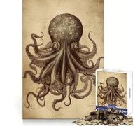 Vintage Squid Jigsaw Puzzles 1000 Piece for Teenagers Intellect Fun Restful Activity Exact Edges Thoughtful Gift (38x52cm)