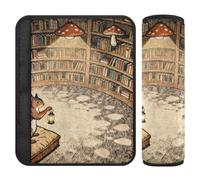 Vintage Squirrel Library Fairy Tale Style Seatbelt Strap Cover,Stop seat Belt Cutting into Neck,car seat Accessories for Sedan Airplane Bag Protector para cinturón de carro 2 Pack