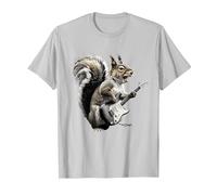 Vintage Squirrel Playing Guitar Rock for Men, Women, Kids T-Shirt, Men, Silver Grey, Small