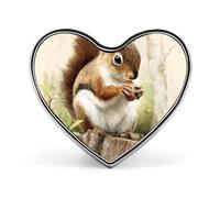 Vintage Squirrel Tree Stump Nut Heart Shaped Enamel Brooch Pin Button Badges Decoration Hat Clothing Bag Accessories Gift Crafts