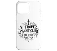 Vintage St. Tropez Yacht Club Black Print Case for iPhone 16 Pro Max