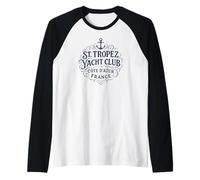 Vintage St. Tropez Yacht Club Navy Print Raglan Baseball Tee