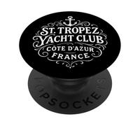 Vintage St. Tropez Yacht Club White Print PopSockets Adhesive PopGrip