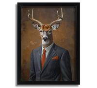 Vintage Stag In A Suit Portrait Retro Stag Wall Art Framed Picture Stag Print A4 Poster on Canvas - Wall Art Home Decor Movie Poster Canvas Film Cinema Retro Vintage Cult Classic Nostargic Saga Moder