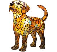 Vintage Stained Glass Dog Night Light, Resin French Bulldog Corgi Dachshund Table Lamp, Animal Series Home Decor (07)
