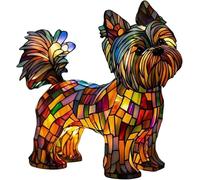 Vintage Stained Glass Dog Night Light, Resin French Bulldog Corgi Dachshund Table Lamp, Animal Series Home Decor (01)