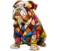 Vintage Stained Glass Dog Night Light, Resin French Bulldog Corgi Dachshund Table Lamp, Animal Series Home Decor (02)