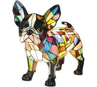 Vintage Stained Glass Dog Night Light, Resin French Bulldog Corgi Dachshund Table Lamp, Animal Series Home Decor (03)