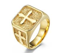 Vintage Stainless Steel Cross Ring, European And American Style Men's Cross Titanium Steel Ring