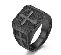 Vintage Stainless Steel Cross Ring, European And American Style Men's Cross Titanium Steel Ring