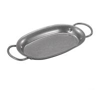 Vintage Stainless Steel Seafood Platter Oval Serving Tray with Double Handles Antique Grey Finish Classic Elegant Dinner Plate Rust Resistant Serving Dish for(24 * 18cm)