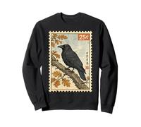 Vintage Stamp Art Style American Crow Birdwatcher Lover Sweatshirt
