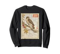Vintage Stamp Art Style Red Tailed Hawk Birdwatcher Lover Sweatshirt