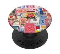 Vintage Stamp Collage Scrapbook Retro Postage Travel Preppy PopSockets Adhesive PopGrip