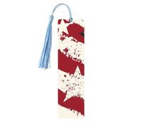 Vintage Star Bookmark American Flag Wooden Bookmark with Tassel Book Mark for Women Men Reading Page Markers Gifts for Book Lovers