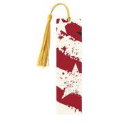 Vintage Star Bookmark American Flag Wooden Bookmark with Tassel Book Mark for Women Men Reading Page Markers Gifts for Book Lovers