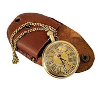Vintage Star Brass Pocket Watch with Leather case Gift Victoria Watch | Black Leather Pouch Gift