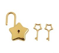 Vintage Star Shape Padlock, Zinc Alloy for miniLock with 2 Keys, Decorative Security for Diary Backpack Suitcase, Gold and Silver Finish for Home DIY Craft(Gold)