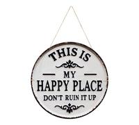 Vintage Statement Metal Sign, This Is My Happy Place Don't Ruin It Distressed Hanging Plaque for Outdoor Garden Patio Home Bedroom Office Front Door Funny Decor