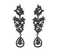Vintage Statement Teardrop Dangle Earrings, Costume Wedding Party Jewellery Art Deco Rhinestone Long Drop Chandelier Earrings for Women