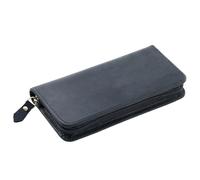 Vintage Stationery Storage Pouch - Leather Pencil Case, Three Slot Pen Holder Organizer, Durable Writing Accessory | Classic Desk Companion for Workplace School Study Artist Drawing Journaling Travel